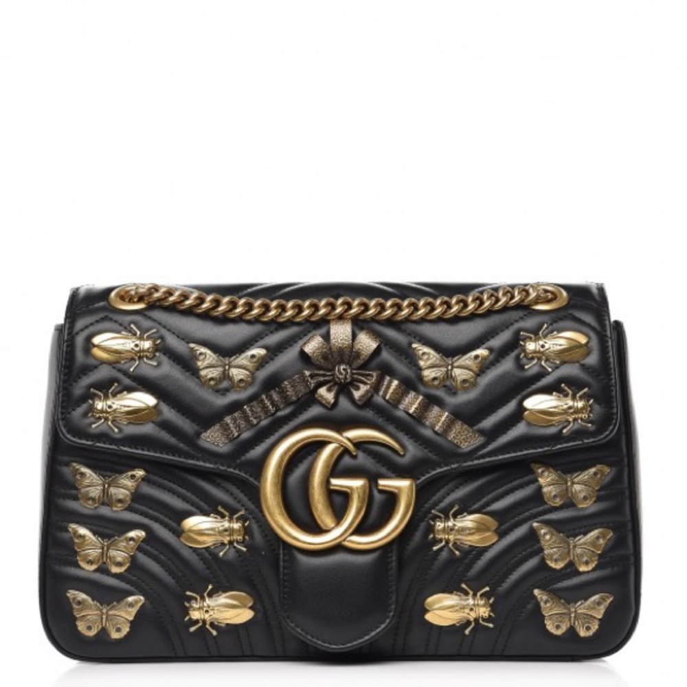 GG Messenger Marmont Animal Studs Medium Black